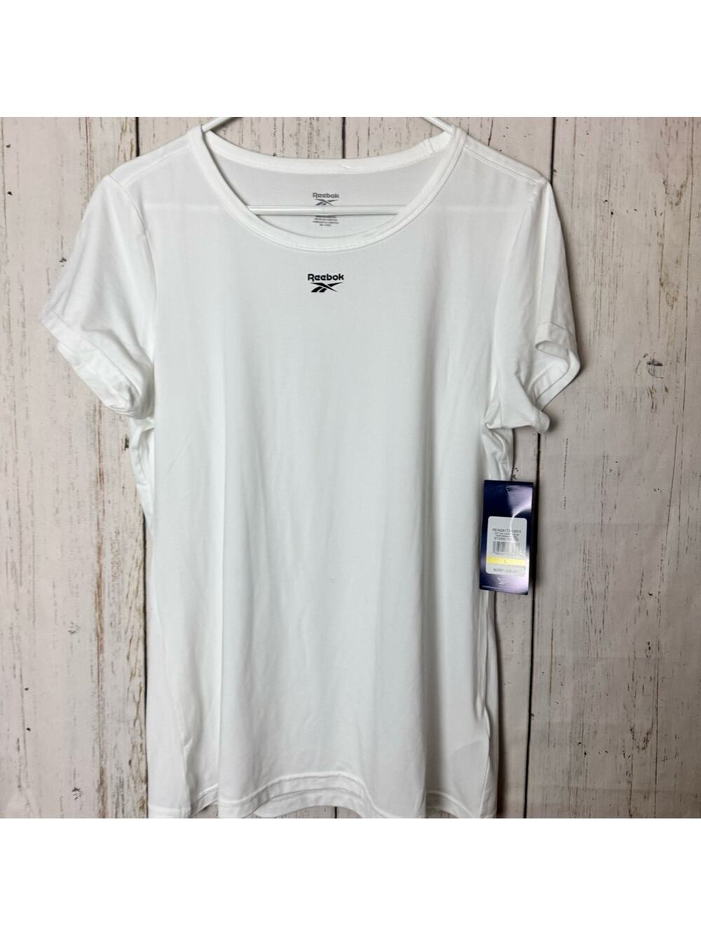 Reebok Women's Short Sleeve Off The Charts Slim Performance Stark White Tee Sz L